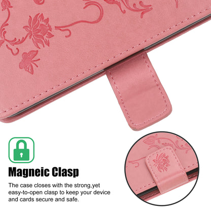 Imprint Butterfly Flowers Leather Wallet Phone Case for iPhone 12
