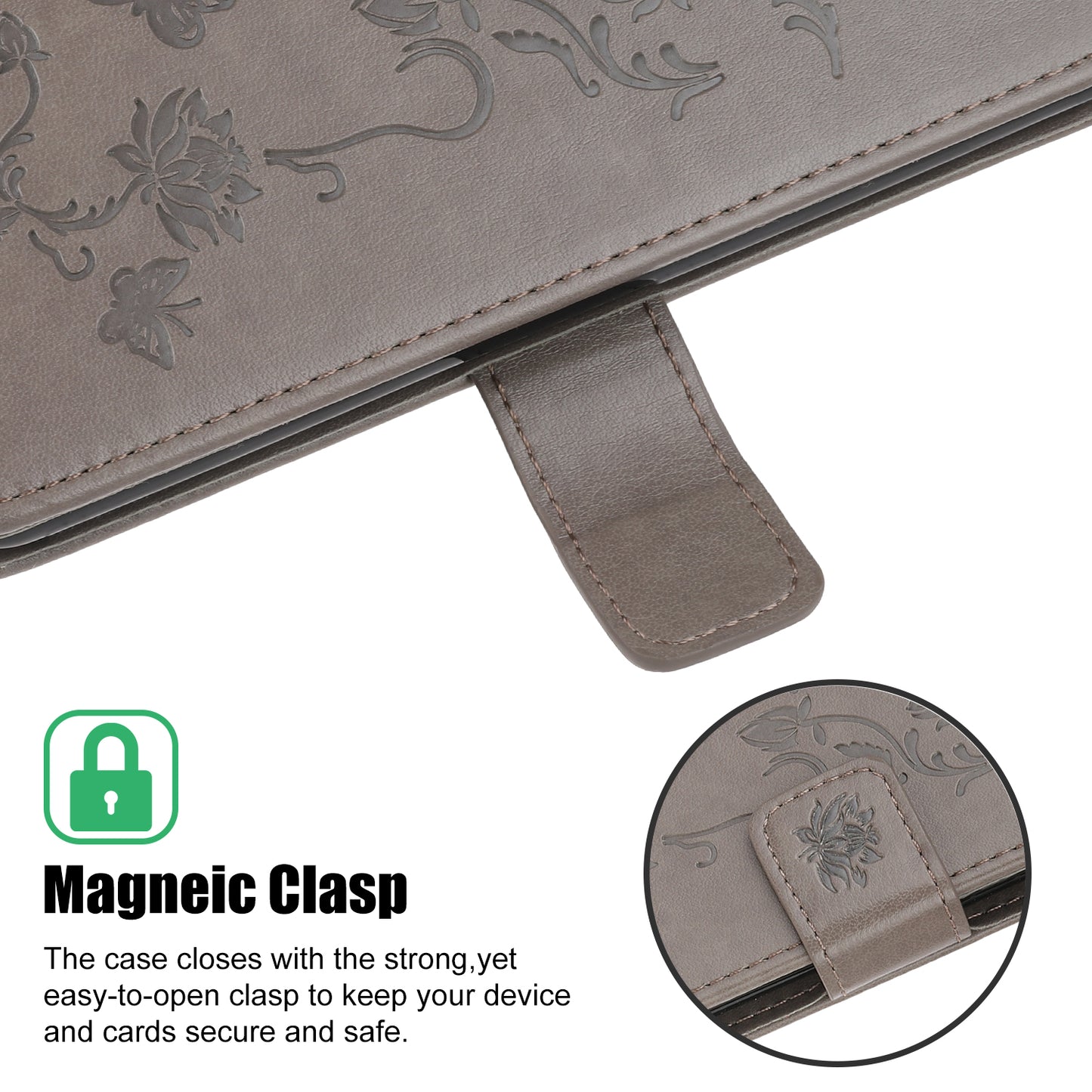 Imprint Butterfly Flowers Leather Wallet Phone Cover for iPhone 12 Pro 6.1 inch