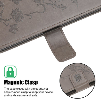 Imprint Butterfly Flowers Leather Wallet Phone Cover for iPhone 12 Pro 6.1 inch