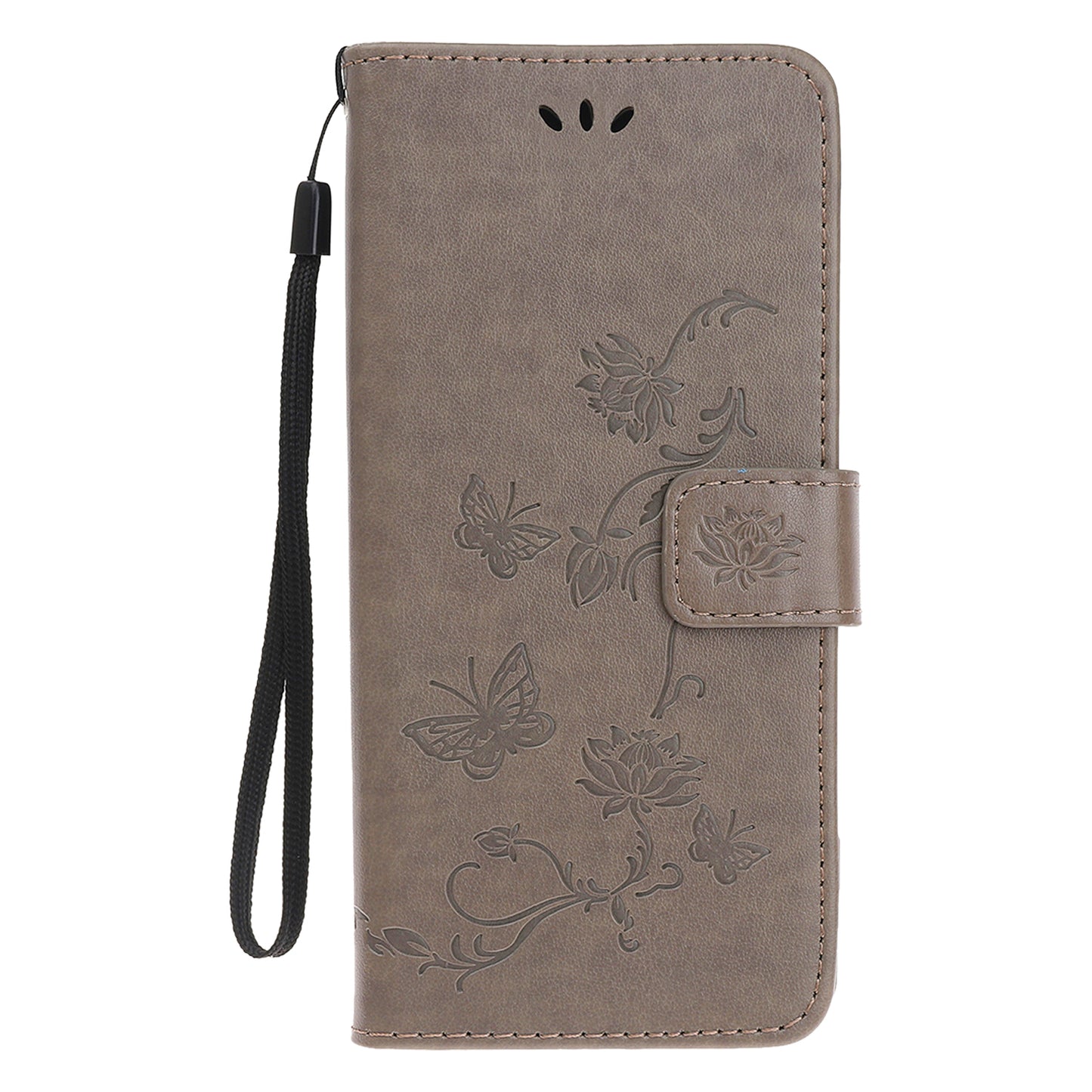 Imprint Butterfly Flowers Leather Wallet Phone Cover for iPhone 12 Pro 6.1 inch