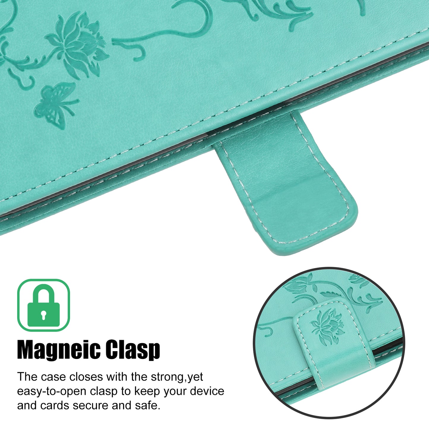 Imprint Butterfly Flowers Leather Wallet Phone Cover for iPhone 12 Pro 6.1 inch