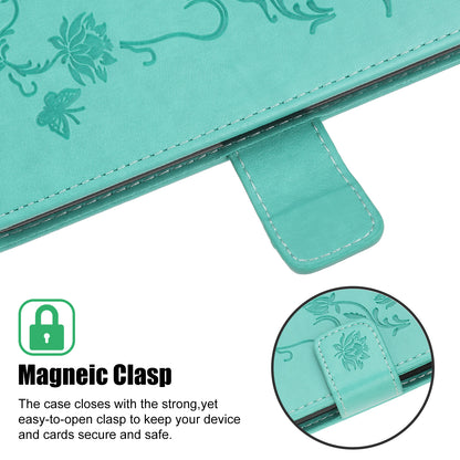Imprint Butterfly Flowers Leather Wallet Phone Cover for iPhone 12 Pro 6.1 inch
