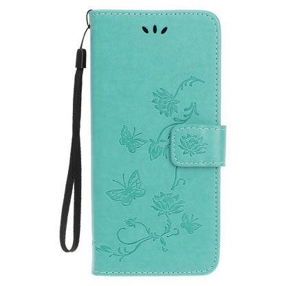 Imprint Butterfly Flowers Leather Wallet Phone Cover for iPhone 12 Pro 6.1 inch
