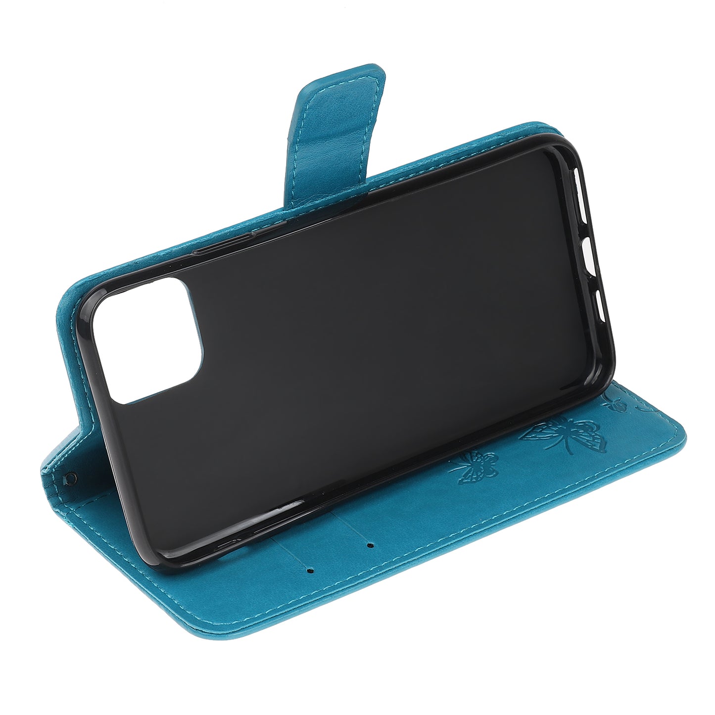 Imprint Butterfly Flowers Leather Wallet Phone Cover for iPhone 12 Pro 6.1 inch