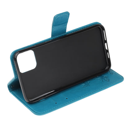 Imprint Butterfly Flowers Leather Wallet Phone Cover for iPhone 12 Pro 6.1 inch