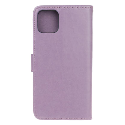 Imprint Butterfly Flowers Leather Wallet Phone Cover for iPhone 12 Pro 6.1 inch