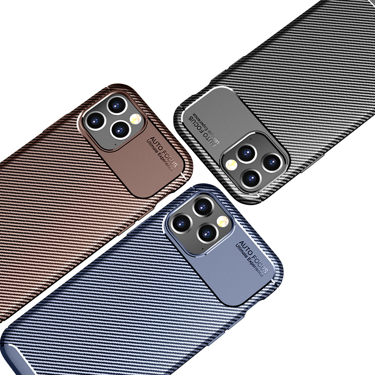 Carbon Fiber Skin Case Drop-proof TPU Shell for iPhone 12 Pro 6.1 inch