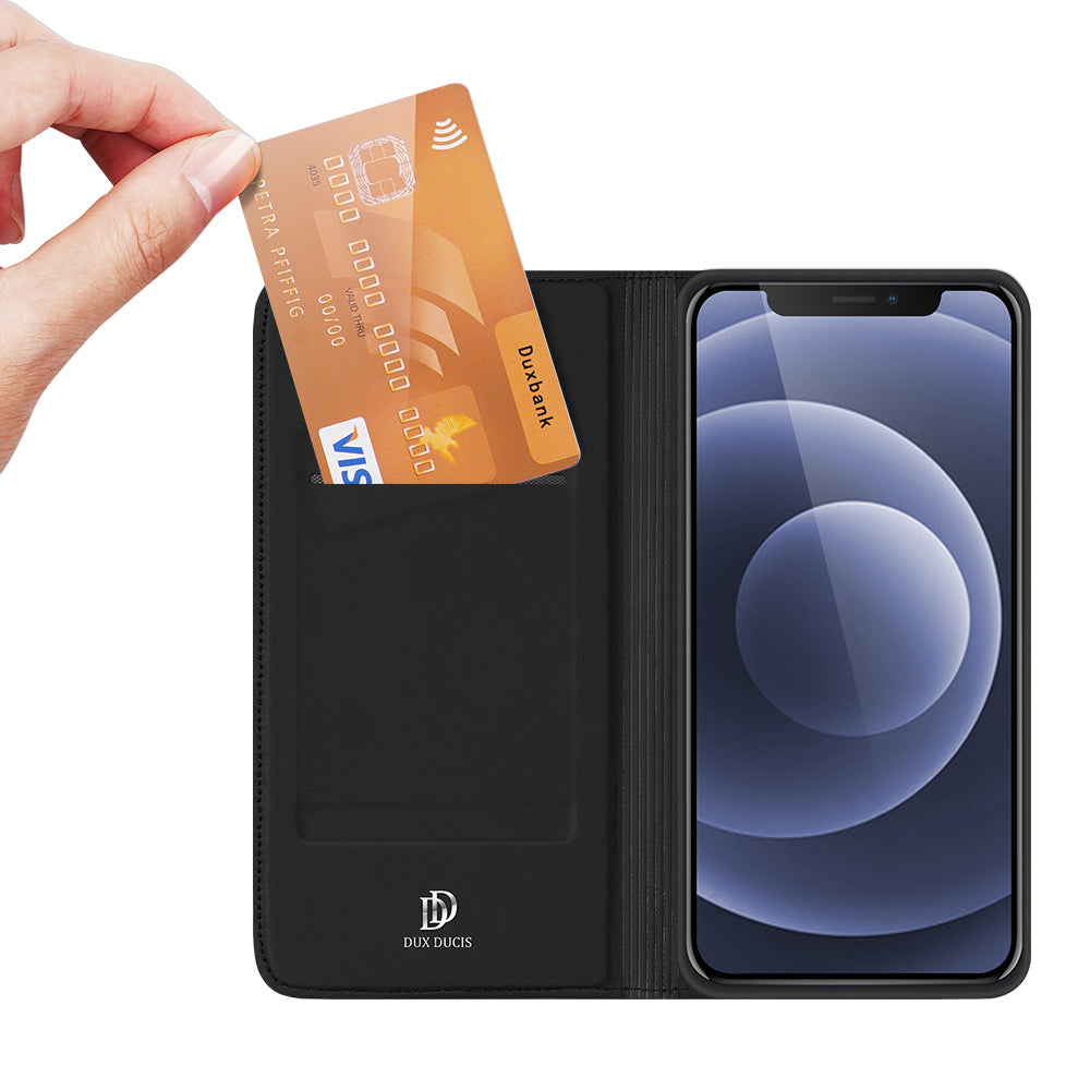 DUX DUCIS Skin Pro Series Smooth Texture PU Leather Stand Flip Folio Cover with Card Slot for iPhone 12 Pro 6.1 inch