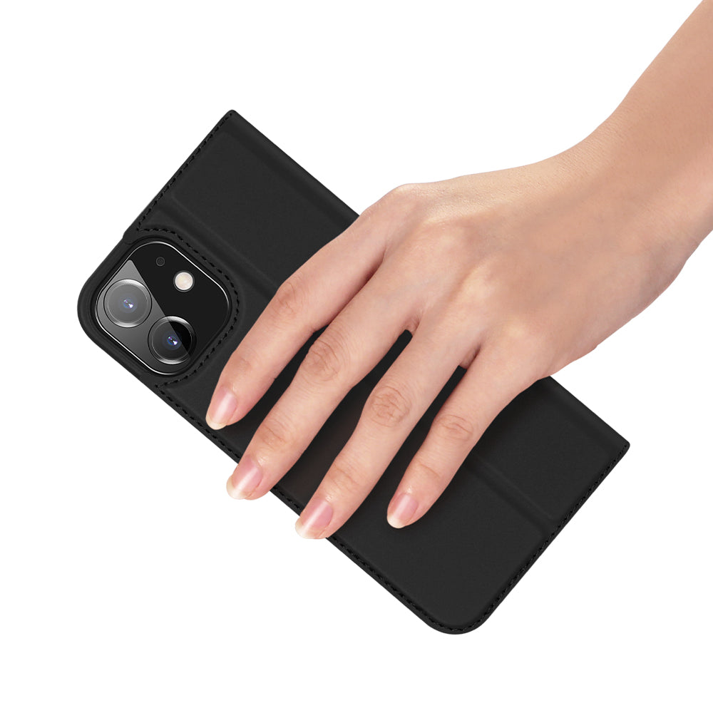 DUX DUCIS Skin Pro Series Smooth Texture PU Leather Stand Flip Folio Cover with Card Slot for iPhone 12 Pro 6.1 inch