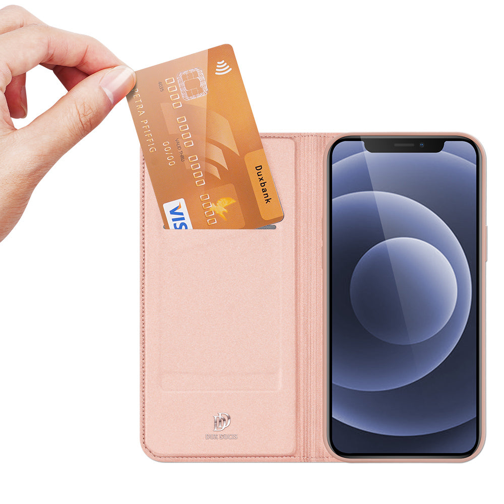 DUX DUCIS Skin Pro Series Smooth Texture PU Leather Stand Flip Folio Cover with Card Slot for iPhone 12 Pro 6.1 inch