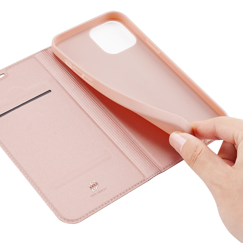 DUX DUCIS Skin Pro Series Smooth Texture PU Leather Stand Flip Folio Cover with Card Slot for iPhone 12 Pro 6.1 inch