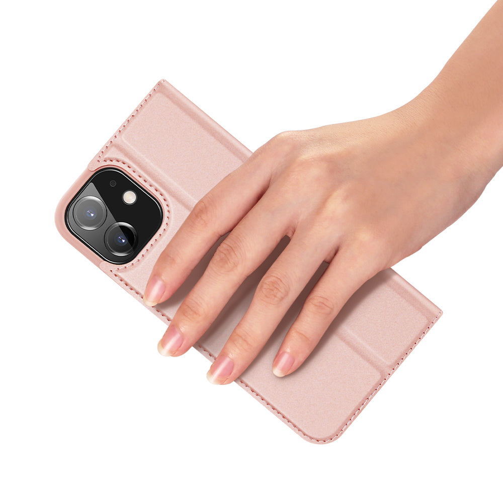 DUX DUCIS Skin Pro Series Smooth Texture PU Leather Stand Flip Folio Cover with Card Slot for iPhone 12 Pro 6.1 inch