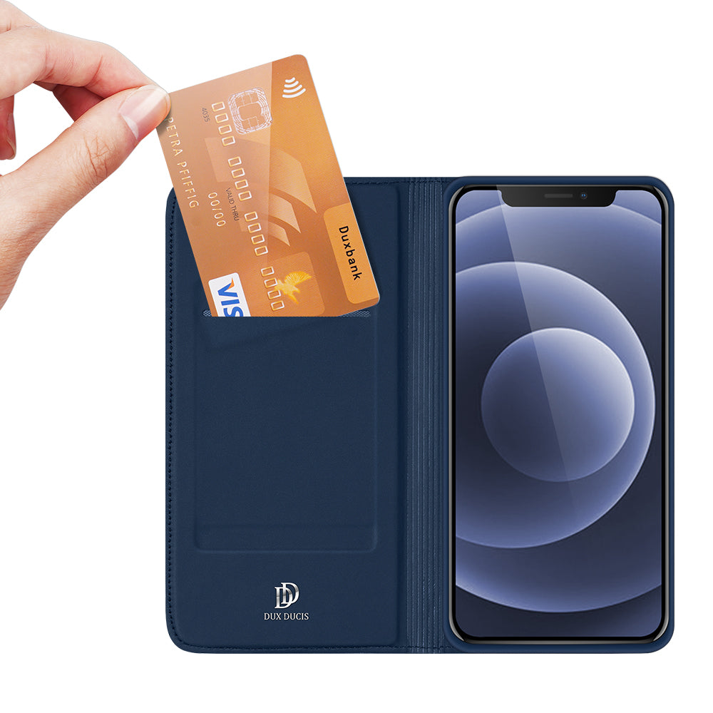 DUX DUCIS Skin Pro Series Smooth Texture PU Leather Stand Flip Folio Cover with Card Slot for iPhone 12 Pro 6.1 inch