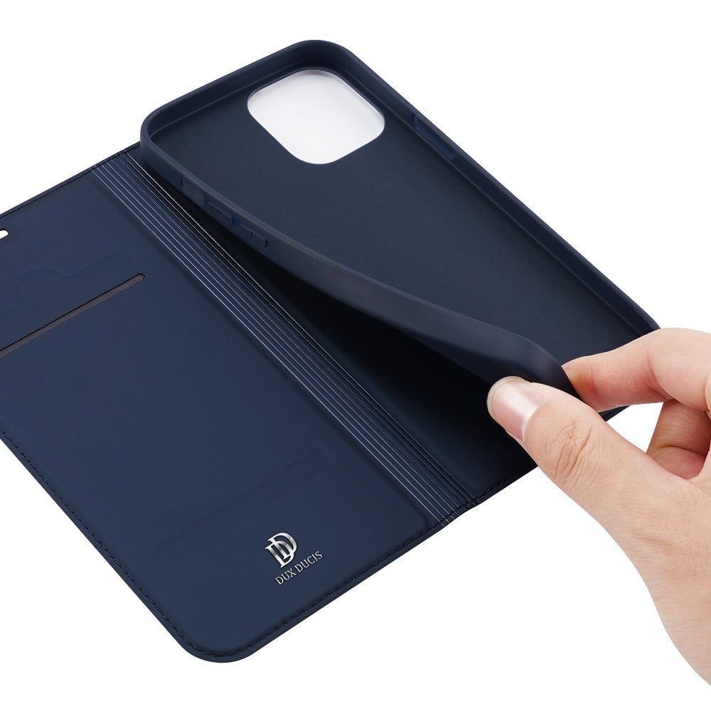 DUX DUCIS Skin Pro Series Smooth Texture PU Leather Stand Flip Folio Cover with Card Slot for iPhone 12 Pro 6.1 inch