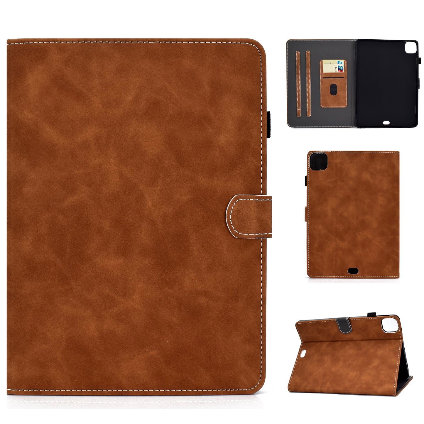 Solid Color Card Slots Stand Flip Leather Protective Shell for iPad Pro 11-inch (2020) / iPad Pro 11-inch (2018)