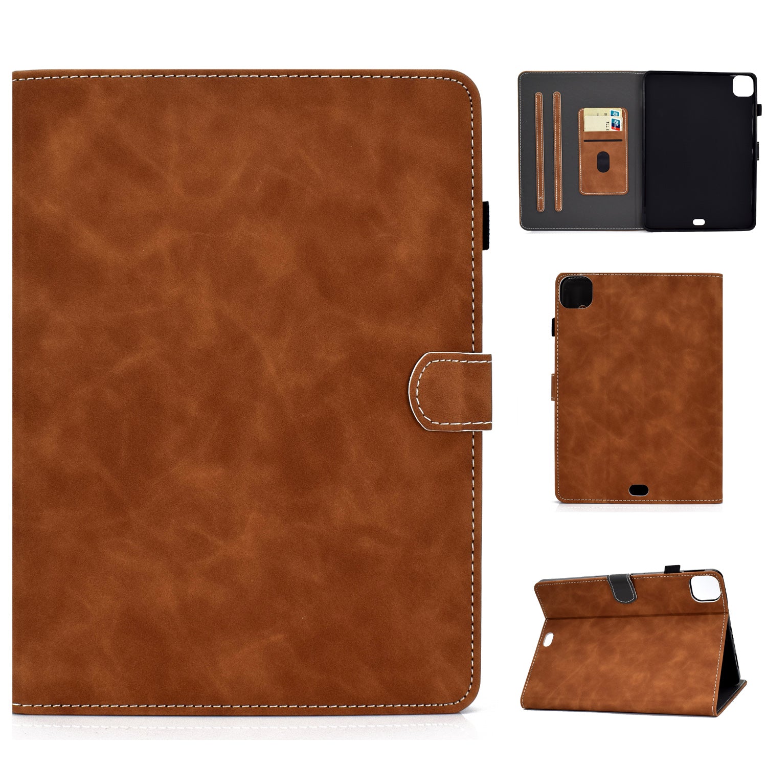 Solid Color Card Slots Stand Flip Leather Protective Shell for iPad Pro 11-inch (2020) / iPad Pro 11-inch (2018)