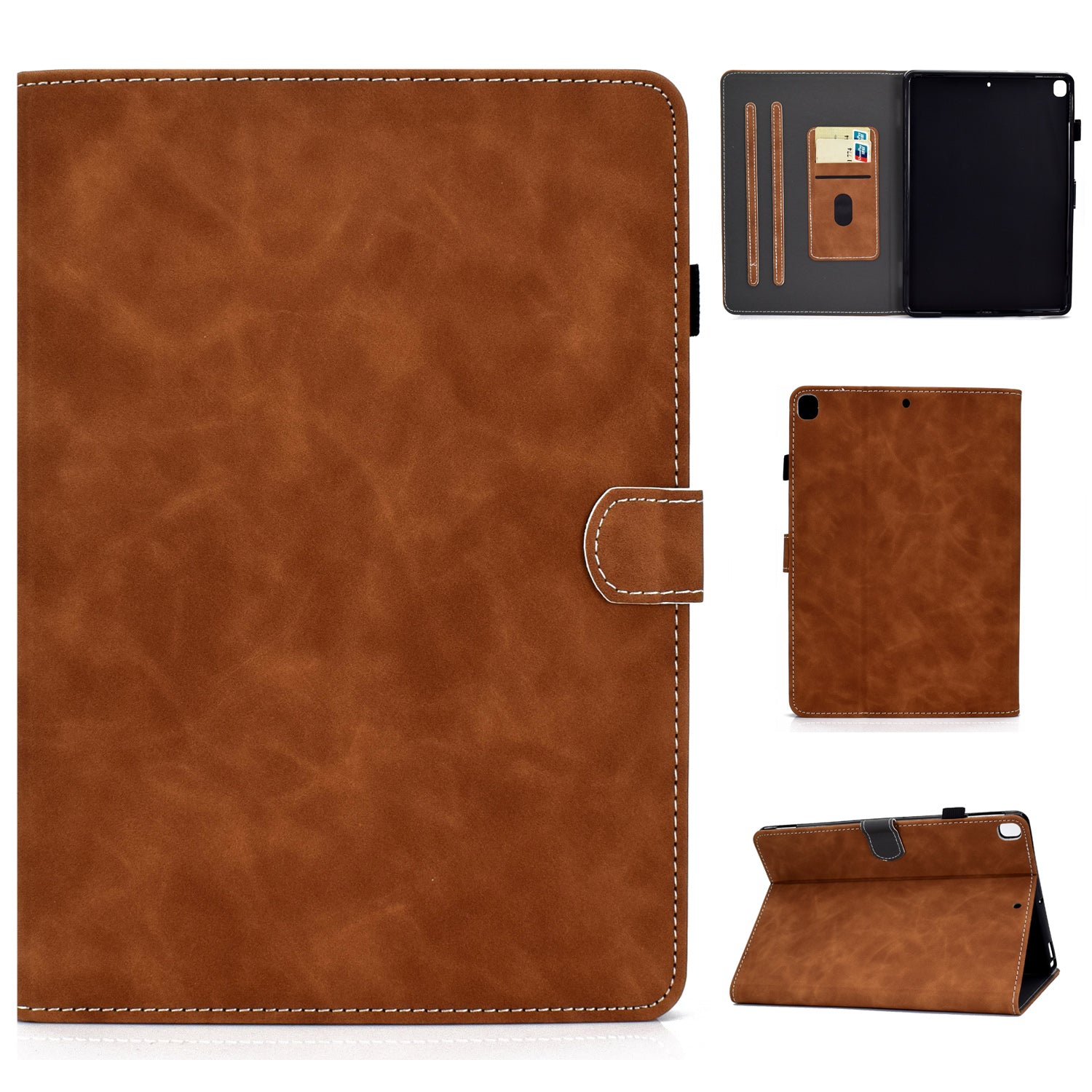 Solid Color Card Slots Stand Flip Leather Protective Cover for iPad 10.2 (2021)/(2020)/(2019) / iPad Air 10.5 inch (2019)