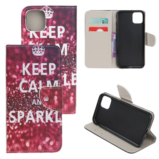 Cross Texture Pattern Printing Wallet Leather Cover Casing for iPhone 12 Pro 6.1-inch