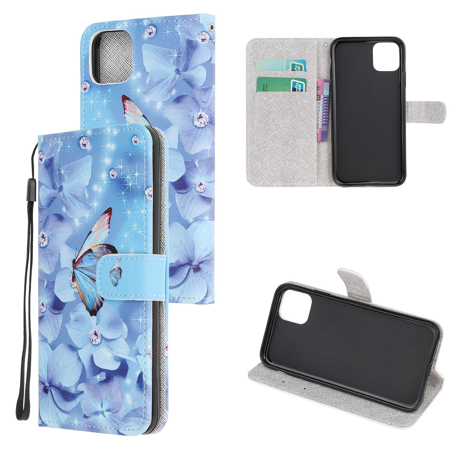 Cross Texture Pattern Printing Wallet Leather Phone Casing for iPhone 12 mini 5.4 inch