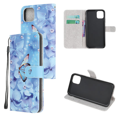 Cross Texture Pattern Printing Wallet Leather Phone Casing for iPhone 12 mini 5.4 inch