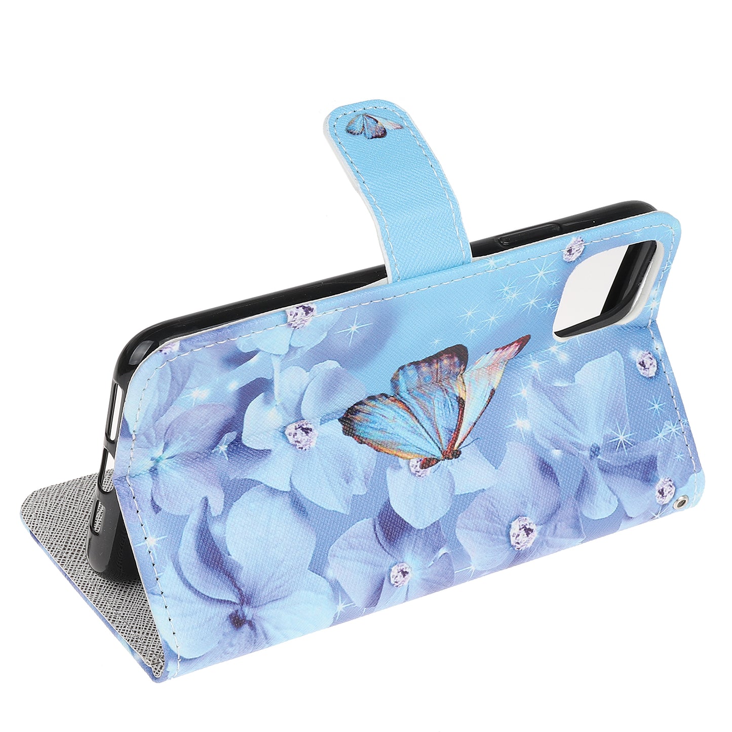 Cross Texture Pattern Printing Wallet Leather Phone Casing for iPhone 12 mini 5.4 inch