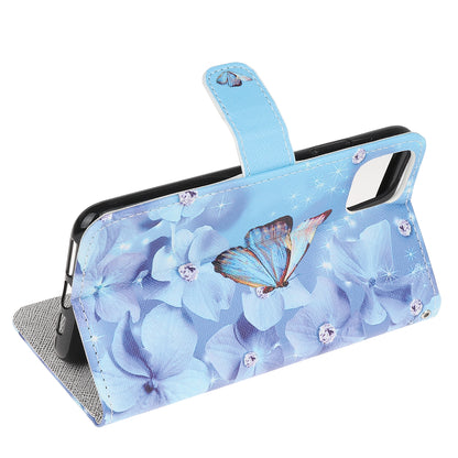 Cross Texture Pattern Printing Wallet Leather Phone Casing for iPhone 12 mini 5.4 inch