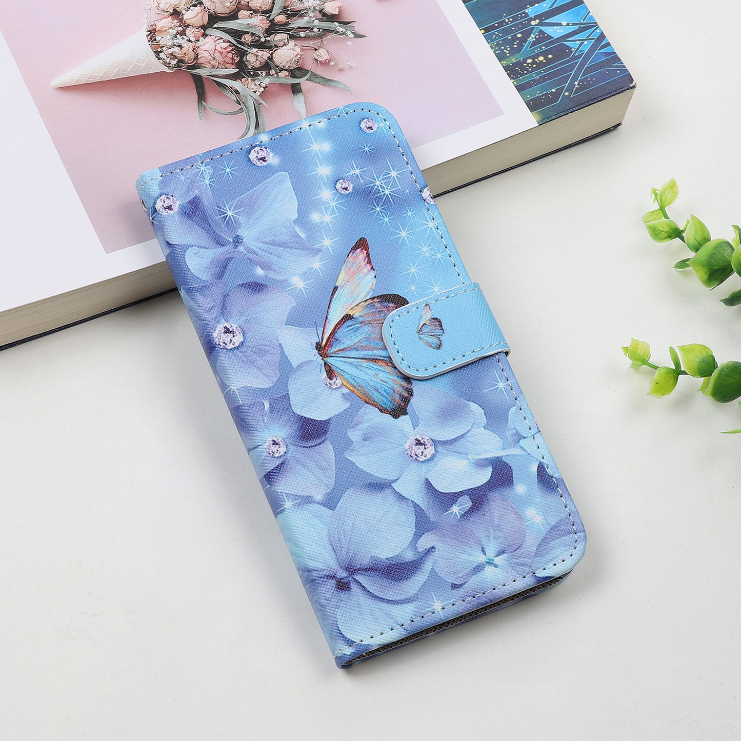 Cross Texture Pattern Printing Wallet Leather Phone Casing for iPhone 12 mini 5.4 inch