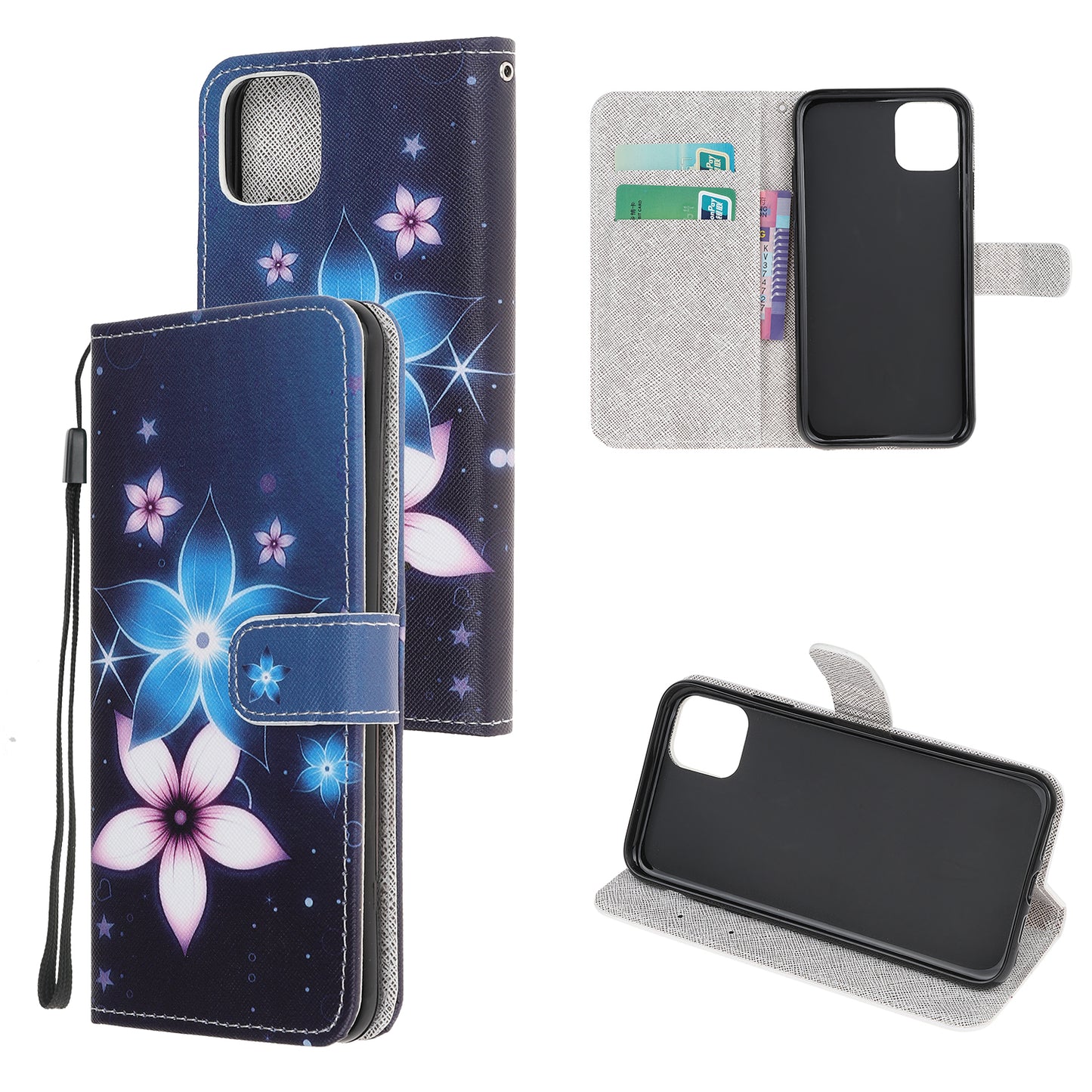 Cross Texture Pattern Printing Wallet Leather Phone Casing for iPhone 12 mini 5.4 inch