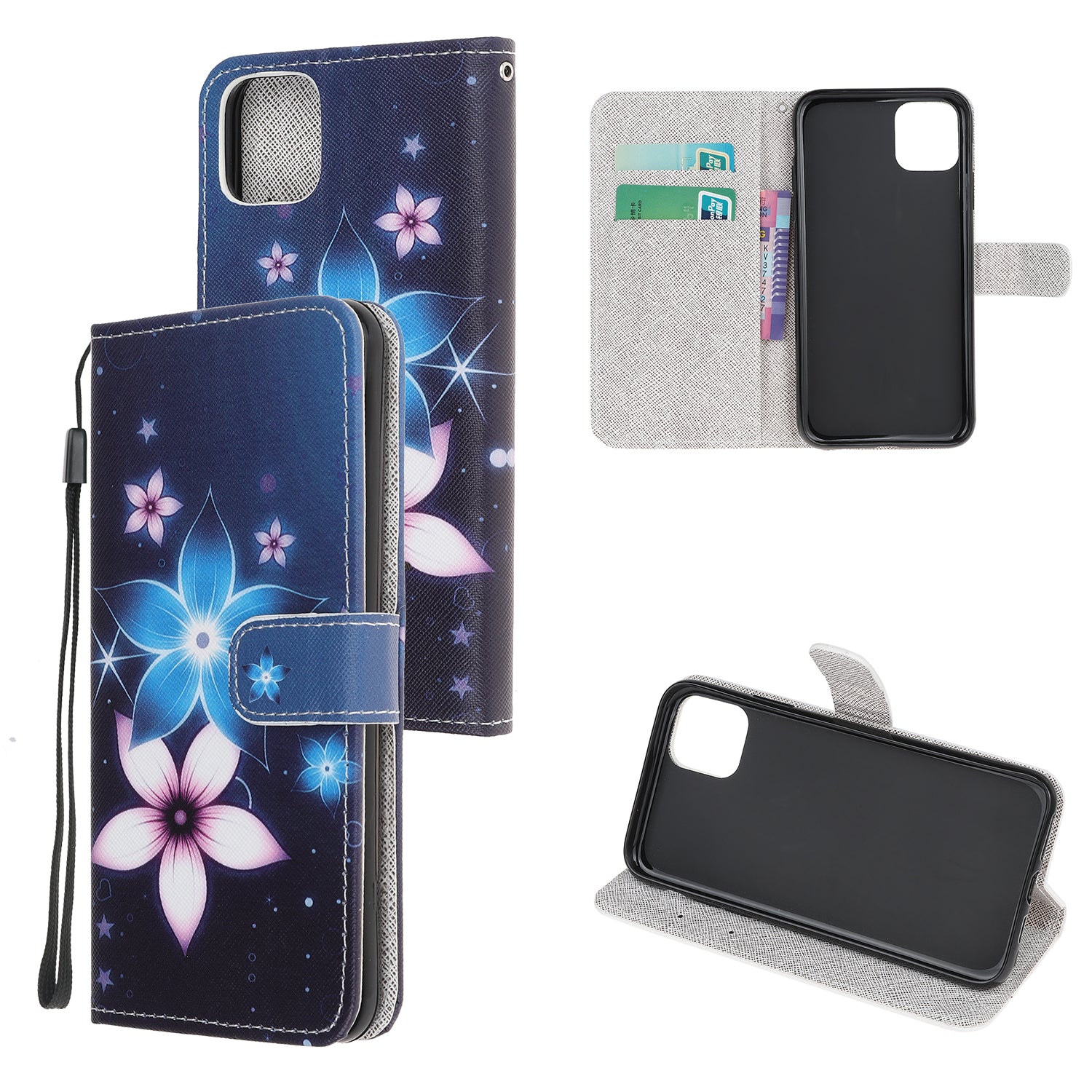 Cross Texture Pattern Printing Wallet Leather Phone Casing for iPhone 12 mini 5.4 inch
