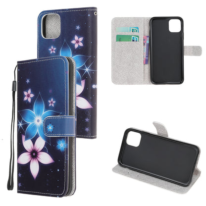 Cross Texture Pattern Printing Wallet Leather Phone Casing for iPhone 12 mini 5.4 inch