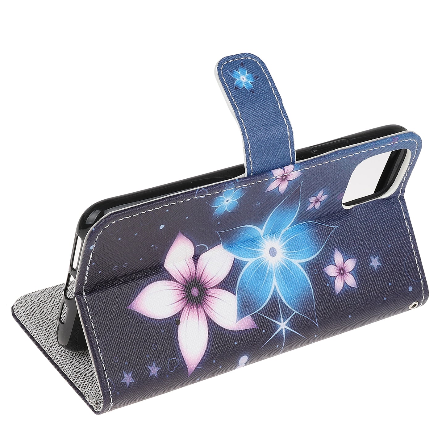 Cross Texture Pattern Printing Wallet Leather Phone Casing for iPhone 12 mini 5.4 inch