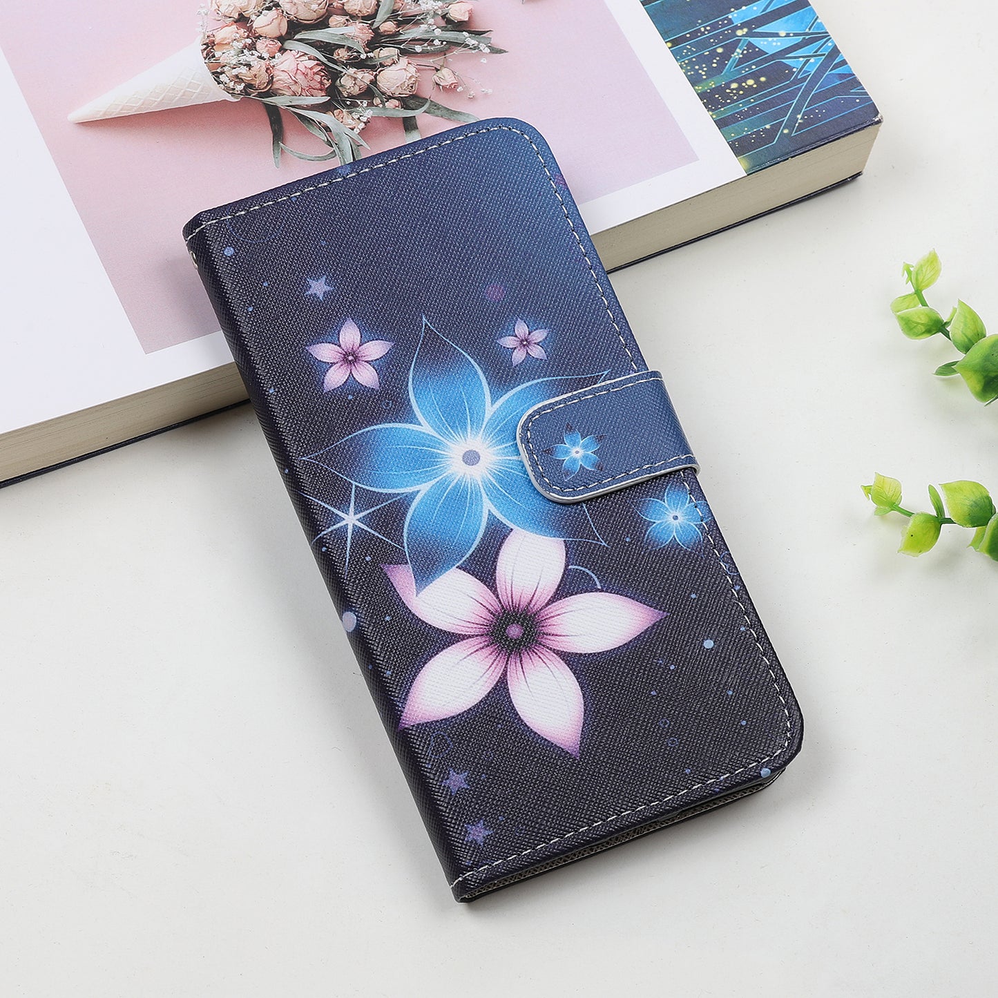 Cross Texture Pattern Printing Wallet Leather Phone Casing for iPhone 12 mini 5.4 inch