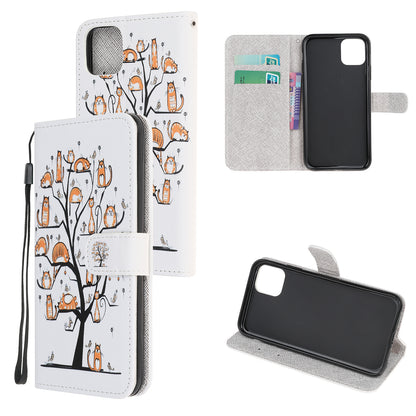 Cross Texture Pattern Printing Wallet Leather Phone Casing for iPhone 12 mini 5.4 inch
