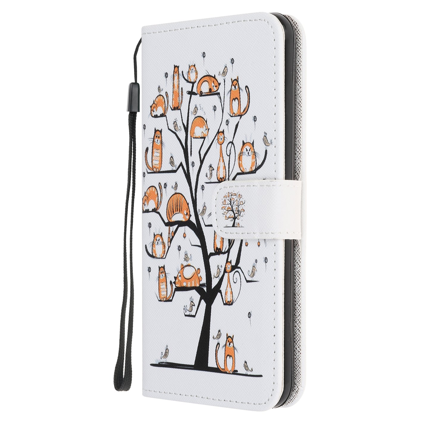 Cross Texture Pattern Printing Wallet Leather Phone Casing for iPhone 12 mini 5.4 inch