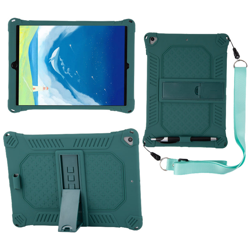 Kickstand PC Soft Silicone Case with Hanging Rope for iPad 10.2 (2021)/(2020)/(2019)/Air 10.5 inch (2019)