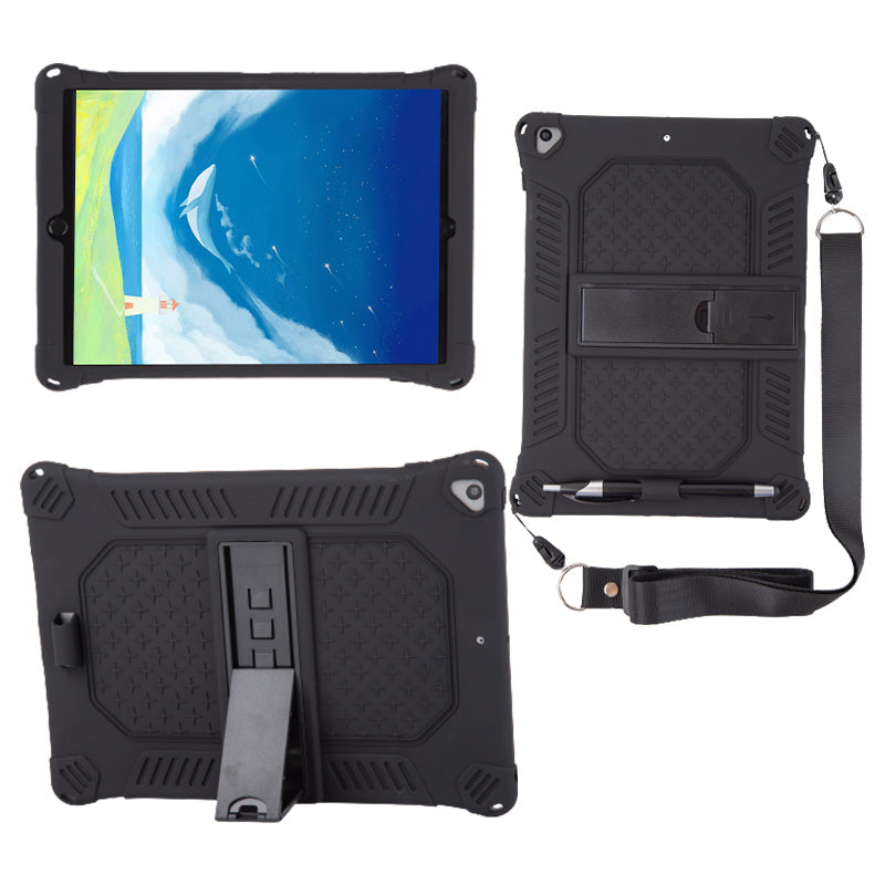Kickstand PC Soft Silicone Case with Hanging Rope for iPad 10.2 (2021)/(2020)/(2019)/Air 10.5 inch (2019)