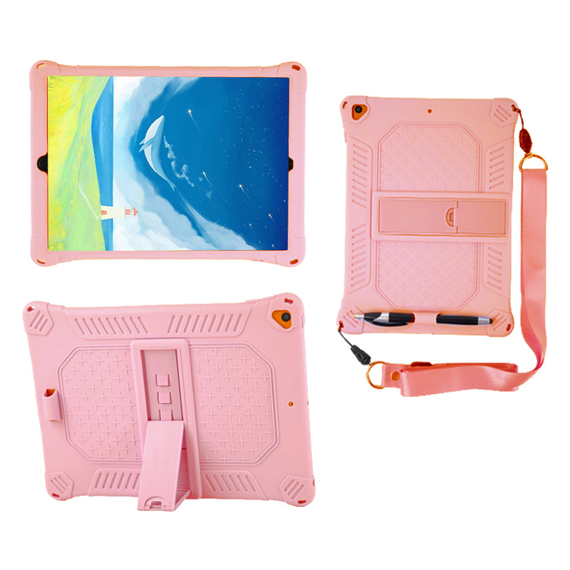 Kickstand PC Soft Silicone Case with Hanging Rope for iPad 10.2 (2021)/(2020)/(2019)/Air 10.5 inch (2019)