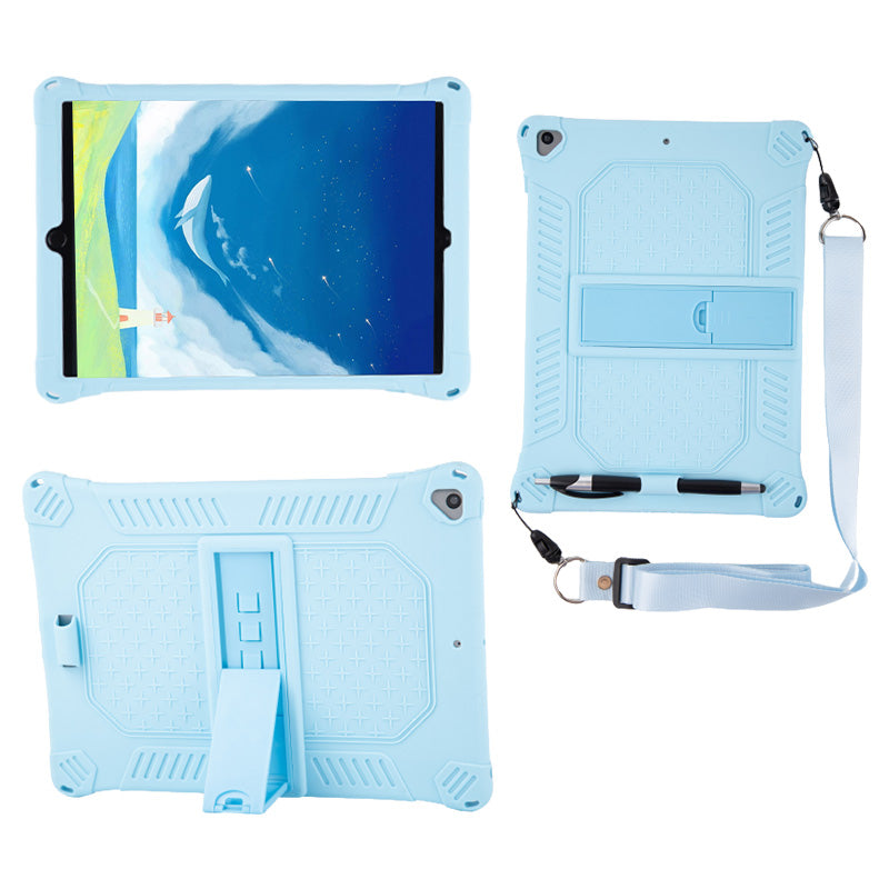 Kickstand PC Soft Silicone Case with Hanging Rope for iPad 10.2 (2021)/(2020)/(2019)/Air 10.5 inch (2019)