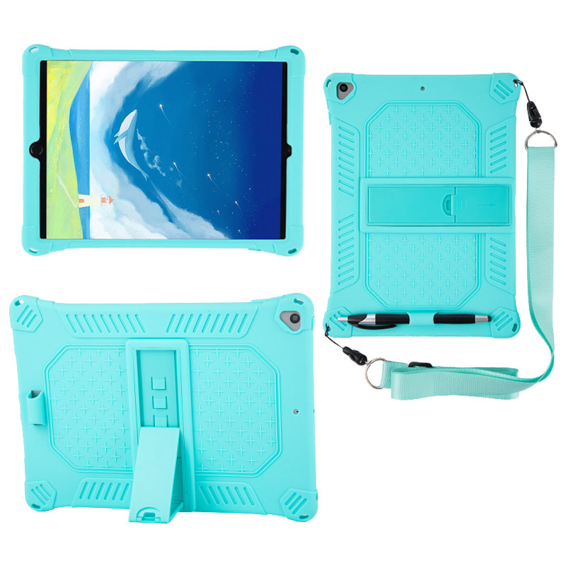 Kickstand PC Soft Silicone Case with Hanging Rope for iPad 10.2 (2021)/(2020)/(2019)/Air 10.5 inch (2019)