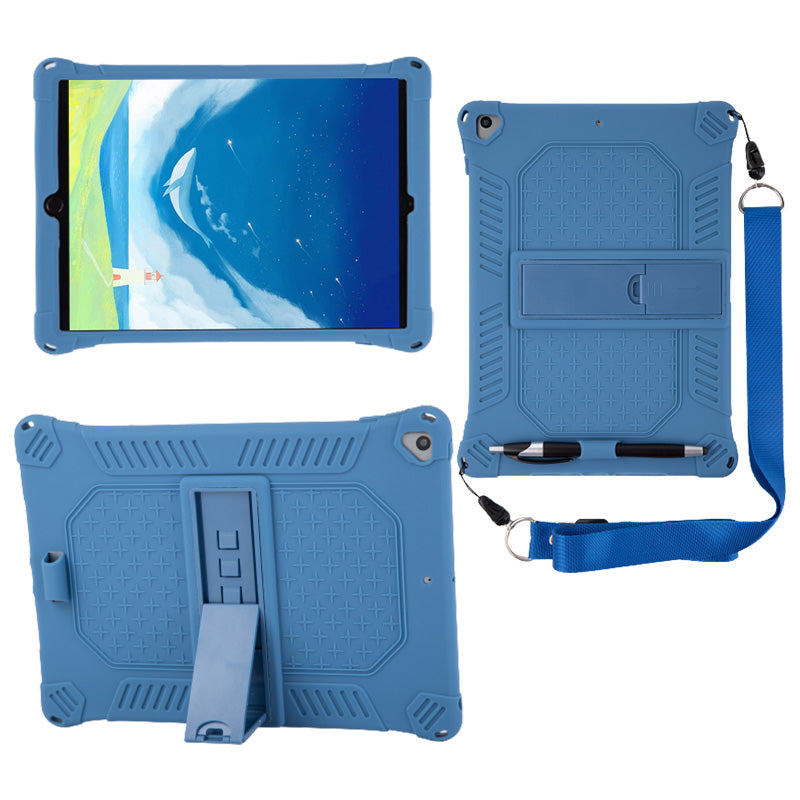 Kickstand PC Soft Silicone Case with Hanging Rope for iPad 10.2 (2021)/(2020)/(2019)/Air 10.5 inch (2019)
