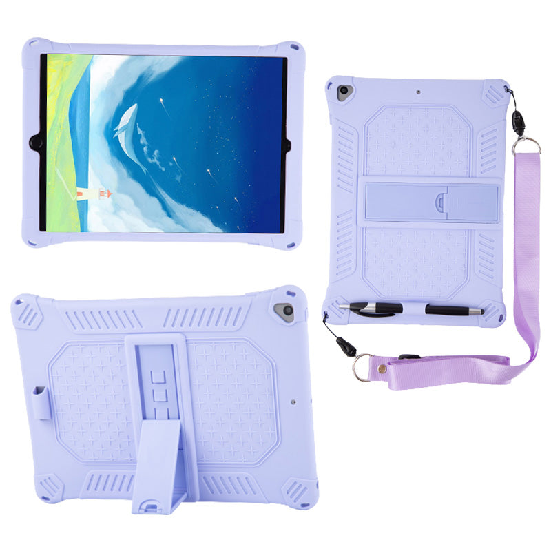 Kickstand PC Soft Silicone Case with Hanging Rope for iPad 10.2 (2021)/(2020)/(2019)/Air 10.5 inch (2019)