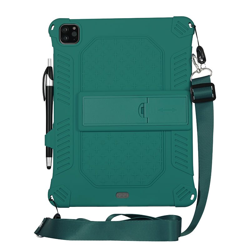 Kickstand PC Soft Silicone Case with Lanyard for iPad Air (2020)/Air (2022)/Pro 11-inch (2021)(2020)(2018)