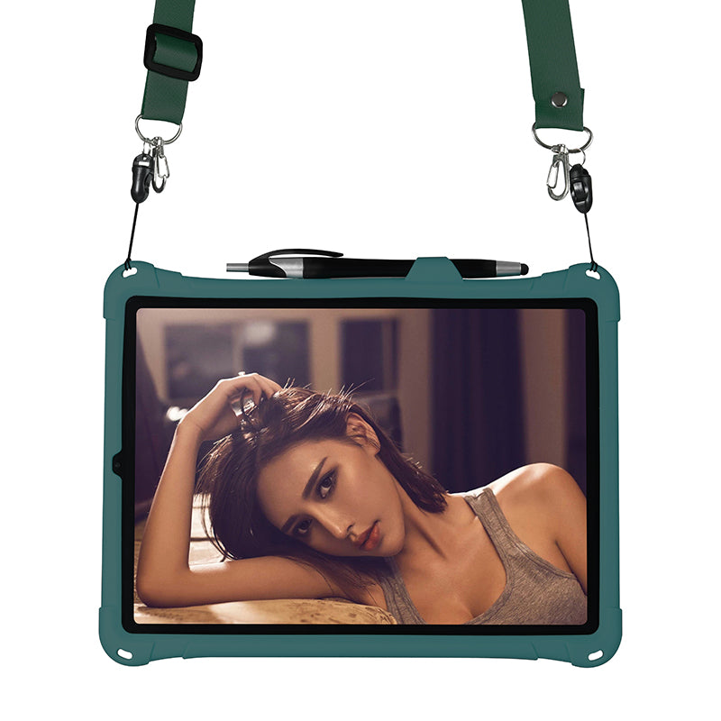 Kickstand PC Soft Silicone Case with Lanyard for iPad Air (2020)/Air (2022)/Pro 11-inch (2021)(2020)(2018)