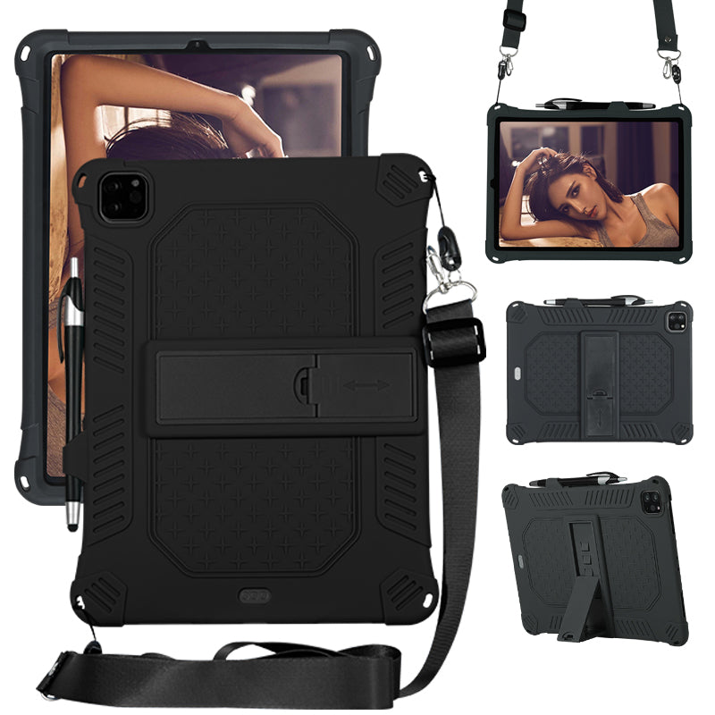 Kickstand PC Soft Silicone Case with Lanyard for iPad Air (2020)/Air (2022)/Pro 11-inch (2021)(2020)(2018)