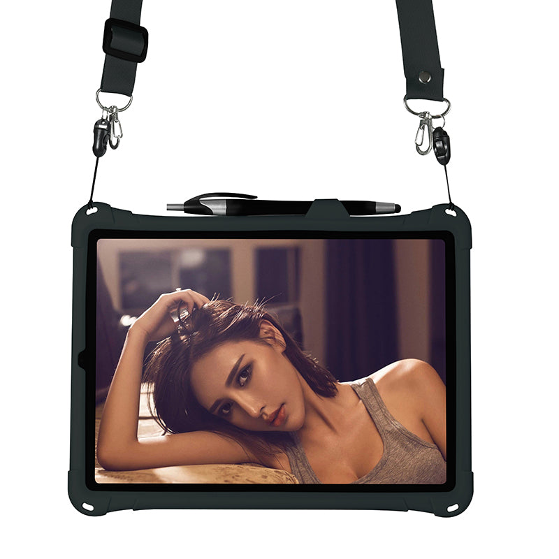 Kickstand PC Soft Silicone Case with Lanyard for iPad Air (2020)/Air (2022)/Pro 11-inch (2021)(2020)(2018)