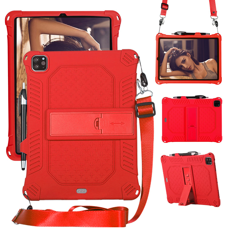 Kickstand PC Soft Silicone Case with Lanyard for iPad Air (2020)/Air (2022)/Pro 11-inch (2021)(2020)(2018)