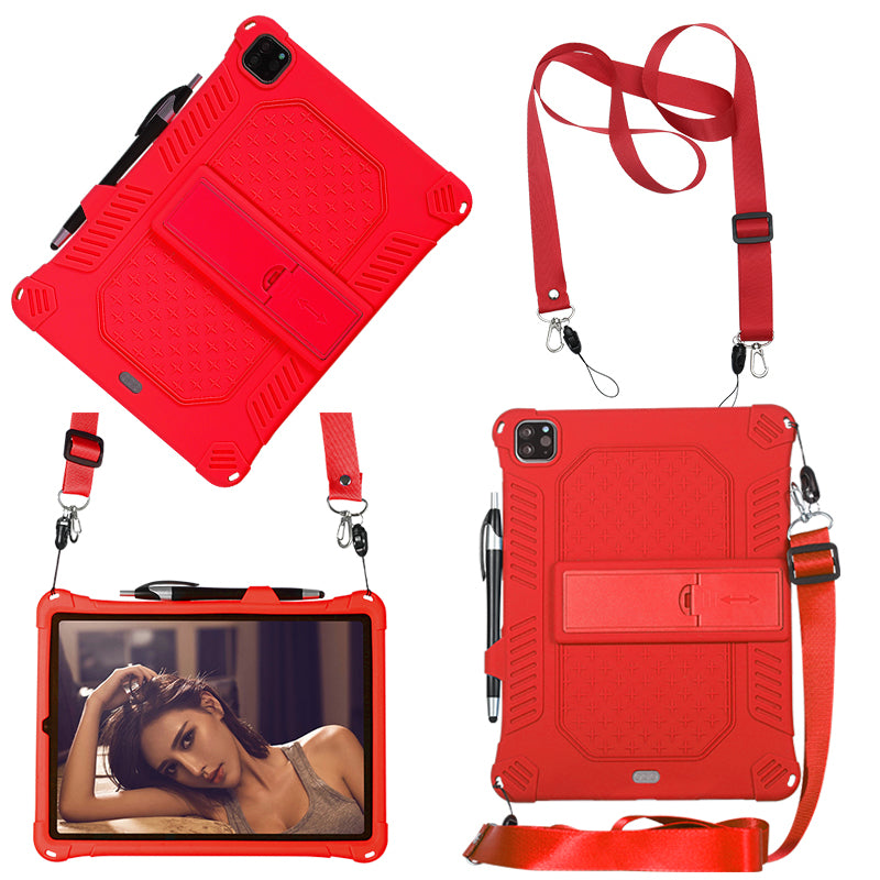 Kickstand PC Soft Silicone Case with Lanyard for iPad Air (2020)/Air (2022)/Pro 11-inch (2021)(2020)(2018)