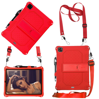 Kickstand PC Soft Silicone Case with Lanyard for iPad Air (2020)/Air (2022)/Pro 11-inch (2021)(2020)(2018)
