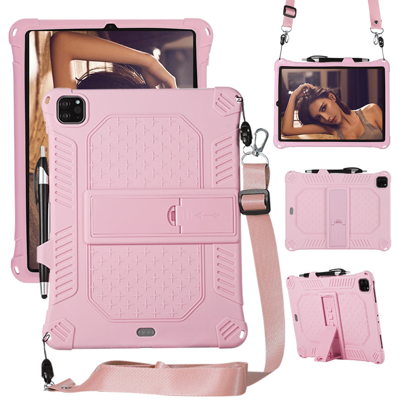Kickstand PC Soft Silicone Case with Lanyard for iPad Air (2020)/Air (2022)/Pro 11-inch (2021)(2020)(2018)