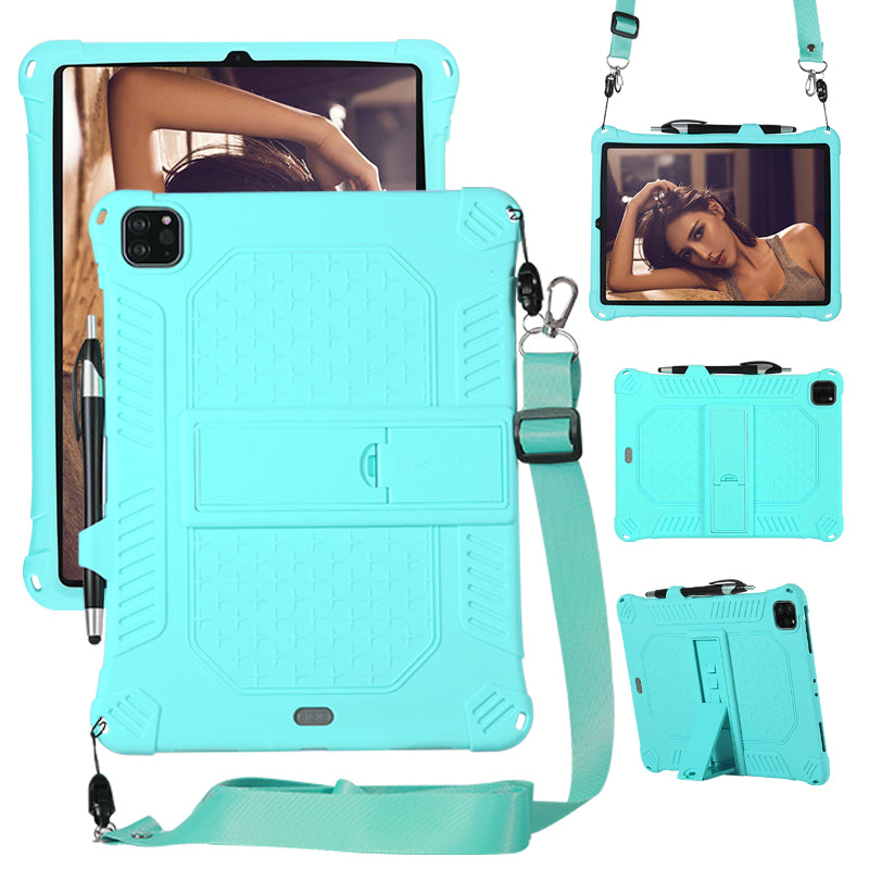 Kickstand PC Soft Silicone Case with Lanyard for iPad Air (2020)/Air (2022)/Pro 11-inch (2021)(2020)(2018)